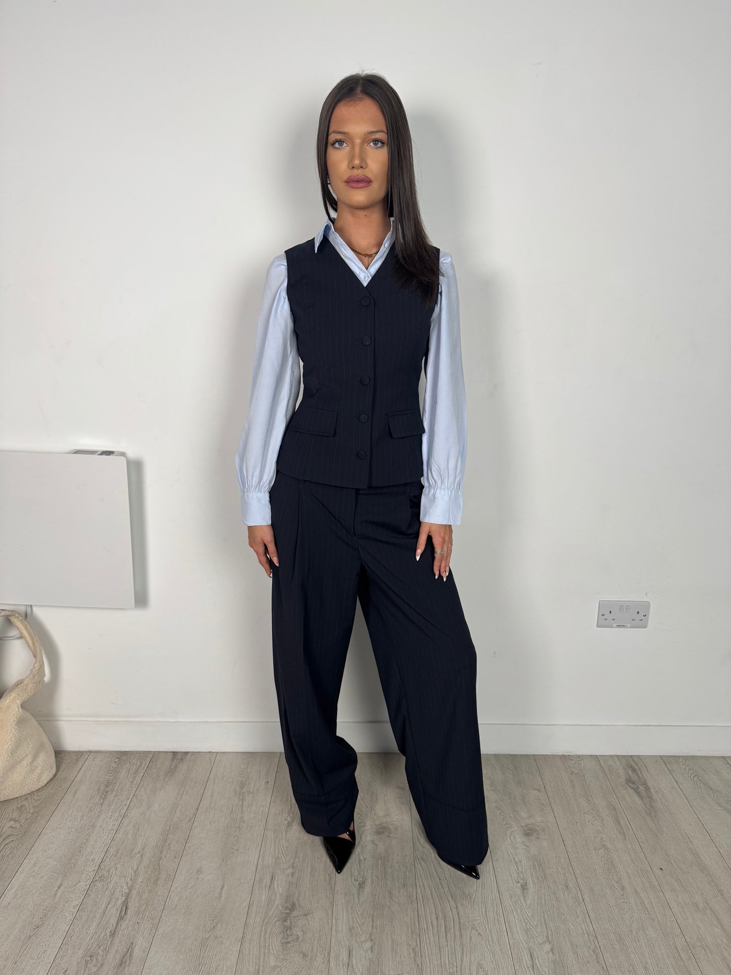 Isla Waistcoat- Navy Pinstripe