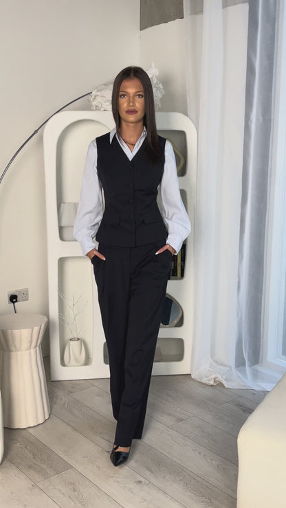 Isla Waistcoat- Navy Pinstripe